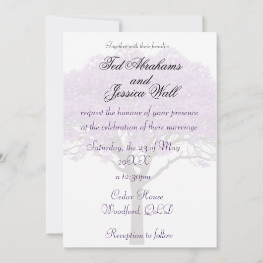 Jacaranda Wedding Invitation | Elegant Purple  Einladung (Vorderseite)