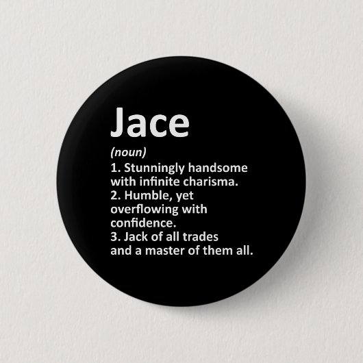 Jace Definition Personalisierter Name Lustiger Geb Button (Vorderseite)