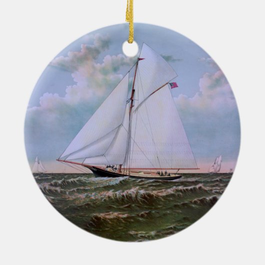 Jacht für antikes Segelschiff Keramik Ornament (Hinten)