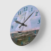 Jacht für antikes Segelschiff Runde Wanduhr (Winkel)