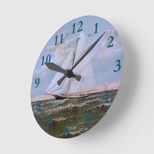 Jacht für antikes Segelschiff Runde Wanduhr (Winkel)