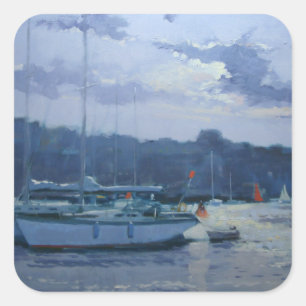 Jachten am späten Nachmittag Quadratischer Aufkleber