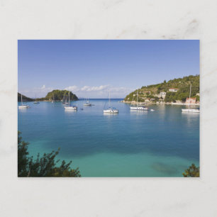 Jachten vor Anker, Lakka, Paxos, Griechenland Postkarte