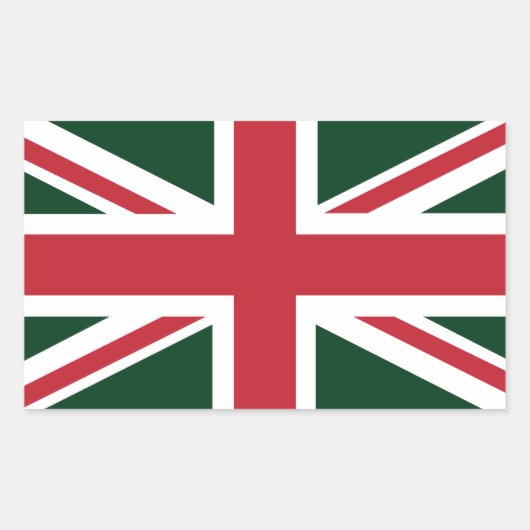 Jack British (UK) Flag cool Dark Green Union Rechteckiger Aufkleber (Vorderseite)
