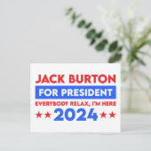 Jack Burton für Präsident 2024 Postkarte (Stehend Vorderseite)