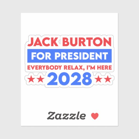 Jack Burton für Präsident 2028 Aufkleber (Blatt)