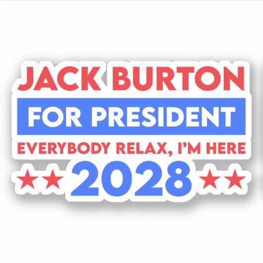 Jack Burton für Präsident 2028 Aufkleber (Vorderseite)