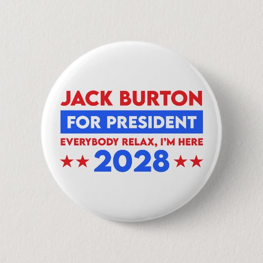 Jack Burton für Präsident 2028 Button (Vorderseite)