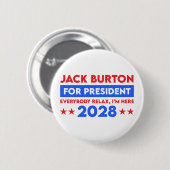 Jack Burton für Präsident 2028 Button (Vorne & Hinten)