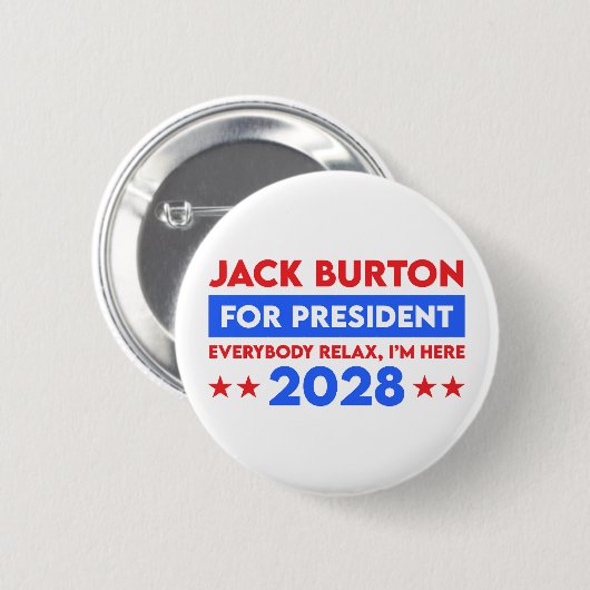 Jack Burton für Präsident 2028 Button (Vorne & Hinten)
