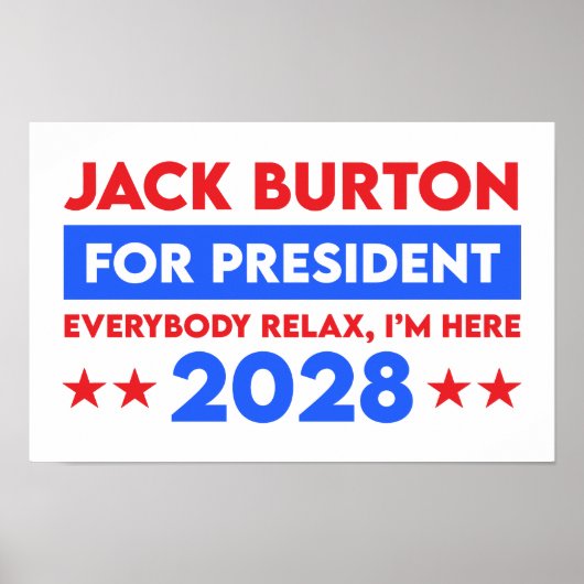 Jack Burton für Präsident 2028 Poster (Vorne)
