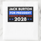 Jack Burton für Präsident 2028 Rechteckiger Aufkleber (Tasche)