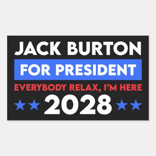 Jack Burton für Präsident 2028 Rechteckiger Aufkleber (Vorderseite)