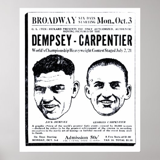 Jack Dempsey 1921 Vintager Film und Poster (Vorne)