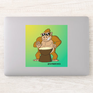 Jack der funky Gorilla Cartoon-Drummer Aufkleber