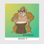 Jack der funky Gorilla Cartoon-Drummer Aufkleber (Blatt)