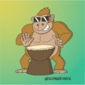 Jack der funky Gorilla Cartoon-Drummer Aufkleber (Vorderseite)
