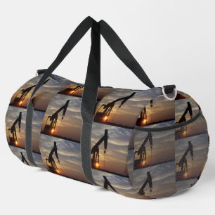 Jack der Ölpumpe bei Sonnenuntergang Necktie Duffle Bag