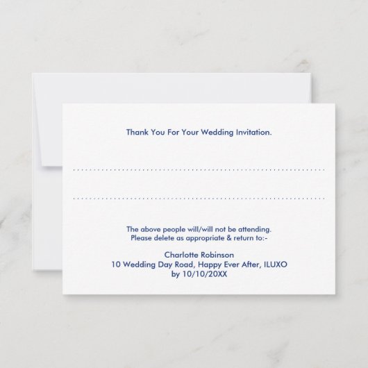 Jack Flag Patriotic Wedding RSVP Car Karte (Rückseite)