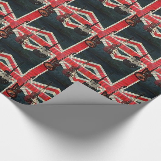 Jack Flag Rock Roll Electric Guitar Geschenkpapier (Ecke)