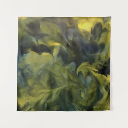 Jack Frost in Blauer Graue und Gelbe Abstrakte Kun Wandteppich (Vorderseite)