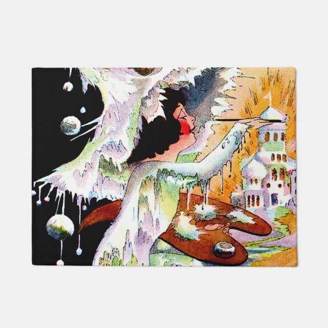 "Jack Frost Painting" Märchenkunst von M. T. Ross Fußmatte (Vorderseite)