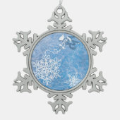 Jack Frost und die Schneeflocke Schneeflocken Zinn-Ornament (Vorderseite)