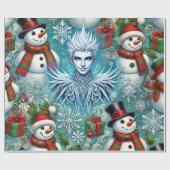 Jack Frost und Schneemobil Geschenkpapier (Flach)