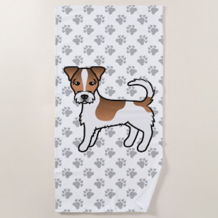 Jack für Weißes und Tan Rough Coat Russell Terrier Strandtuch