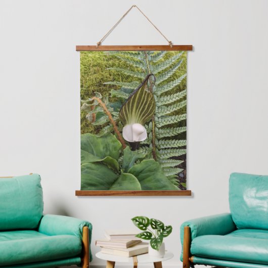 Jack-in-the-Pulpit- und Woodland-Pflanze Botanisch Wandteppich Mit Holzrahmen (Wohnzimmer)