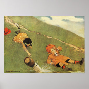 Jack & Jill Fell Down Hill Kinderzimmer Rhyme Prin Poster