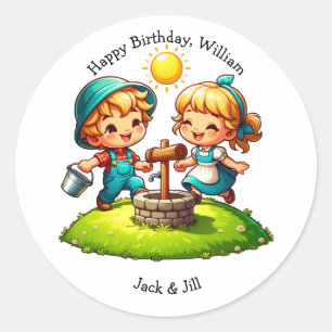 Jack & Jill Kinderzimmer Rhyme Birthday Runder Aufkleber