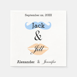 Jack & Jill Party Mustache & Kiss Napkins Serviette