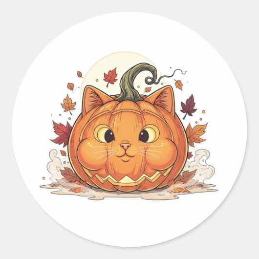 Jack-O’-Brit - Pumpkin British Shorthair Cat Runder Aufkleber (Vorderseite)