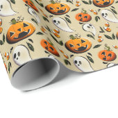 Jack-o-Ghost Gelb Geschenkpapier (Rolleneckpunkt)