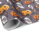 Jack-o-Ghost Lila Geschenkpapier (Rolleneckpunkt)