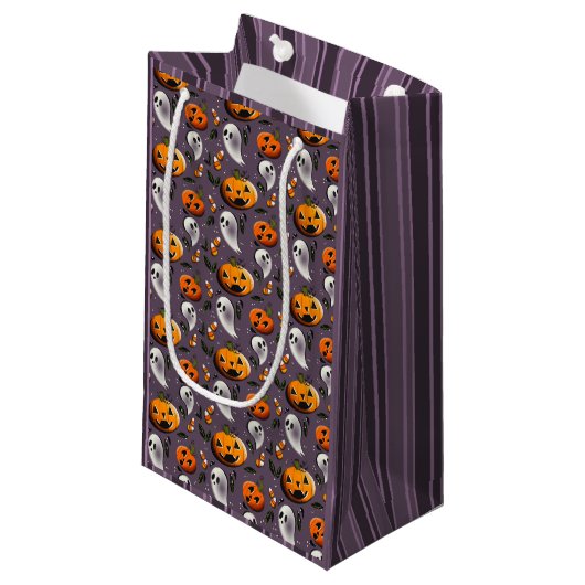 Jack-o-Ghost Lila Kleine Geschenktüte (Vorderseite Schrägansicht)