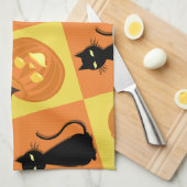 Jack-o’-lantern and cat kitchen towel. geschirrtuch (Viertel Falte)