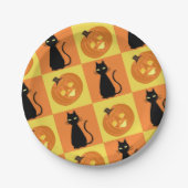 Jack-o’-lantern and cat paper plates. pappteller (Vorderseite)