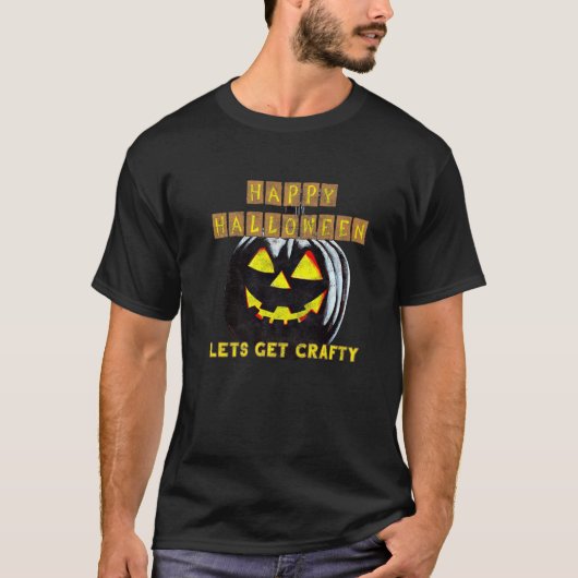 Jack o Lantern Artist Pumpkin Lets Get Crafty T-Shirt (Vorderseite)