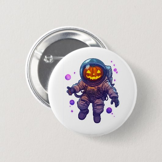 Jack-o'-Lantern-Astronaut Button (Vorne & Hinten)