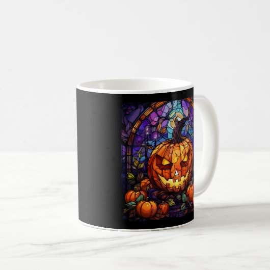 Jack-o'-Lantern aus Hartglas: Geräumige Eleganz Kaffeetasse (VorderseiteRechts)