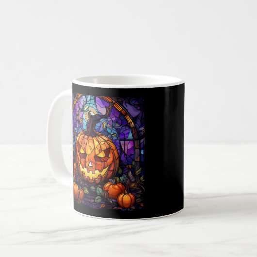 Jack-o'-Lantern aus Hartglas: Geräumige Eleganz Kaffeetasse (Vorderseite Links)