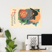 Jack O' Lantern Black Cat Bat Vollmond Poster (Heimbüro)