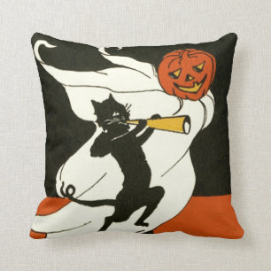 Jack O' Lantern Black Cat Ghost Horn Kissen