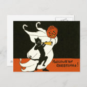 Jack O' Lantern Black Cat Ghost Horn Postkarte (Vorne/Hinten)
