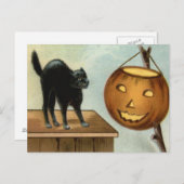 Jack O' Lantern Black Cat Pumpkin Postkarte (Vorne/Hinten)