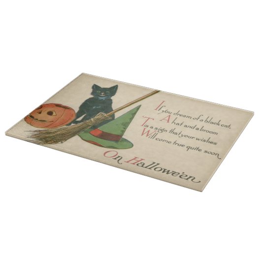 Jack O' Lantern Black Cat Witch's Hat Broom Schneidebrett (Ecke)