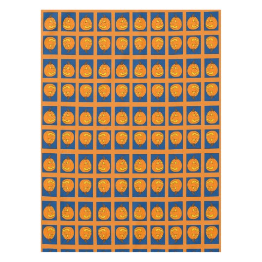 Jack o' Lantern Blue and Orange Tableclout Tischdecke (Vorderseite)
