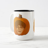 Jack o' Lantern Caligari Face, Halloween Pumpkin Zweifarbige Tasse (Vorderseite Links)